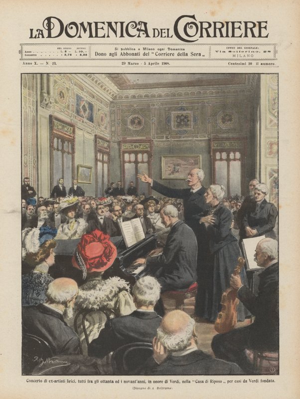 Koncert bývalých operních umělců, všem mezi osmdesáti a devadesáti, na Verdiho počest? od Achille Beltrame