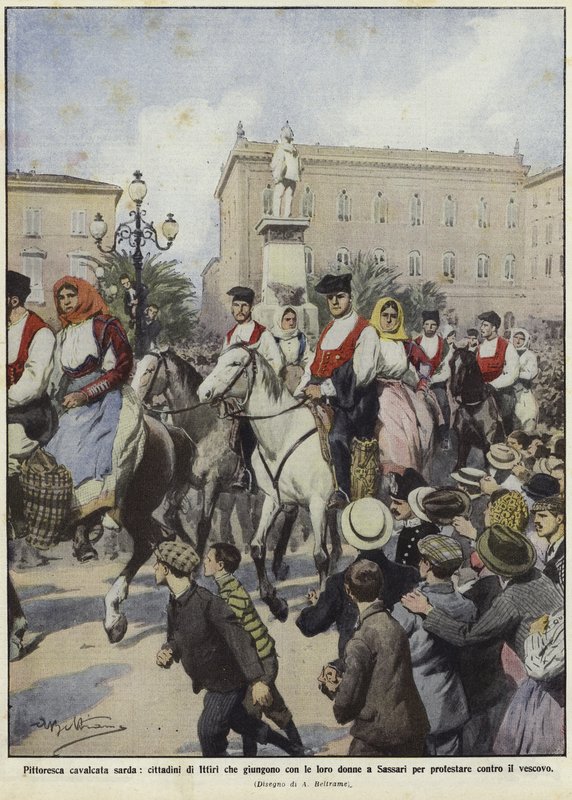 Demonstrace na Sardinii od Achille Beltrame