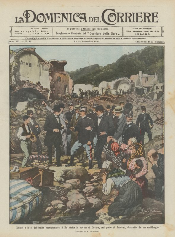 Bolest a žal v jižní Itálii, navštěvuje král ruiny Cetara v zálivu Salerno? od Achille Beltrame