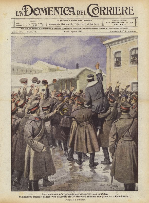 Po propagandistickém projevu k ruským vojákům z Ochty přichází italský major Tonelli? od Achille Beltrame