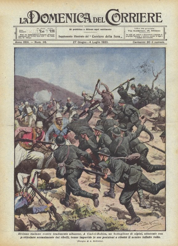Italské hrdinství proti albánské zradě od Achille Beltrame