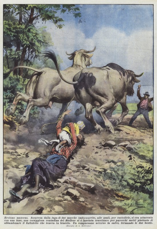 Mateřské hrdinství od Achille Beltrame