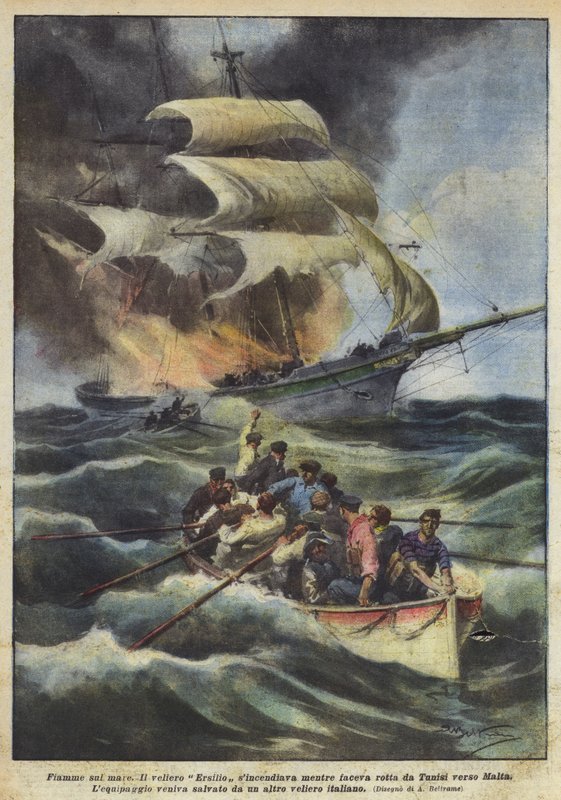 Plameny na moři od Achille Beltrame