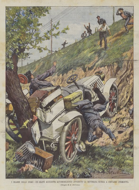 Sportovní dramata, vážná autonehoda, která se stala minulý týden v Chivasso (Piemont) od Achille Beltrame