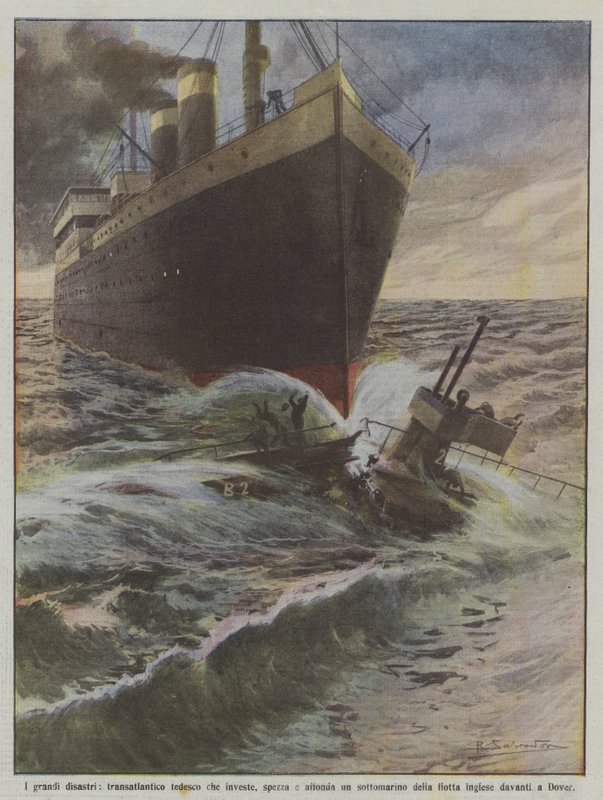 Velké katastrofy, německý transatlantický systém, který zasáhne, rozbije a potopí ponorku? od Achille Beltrame