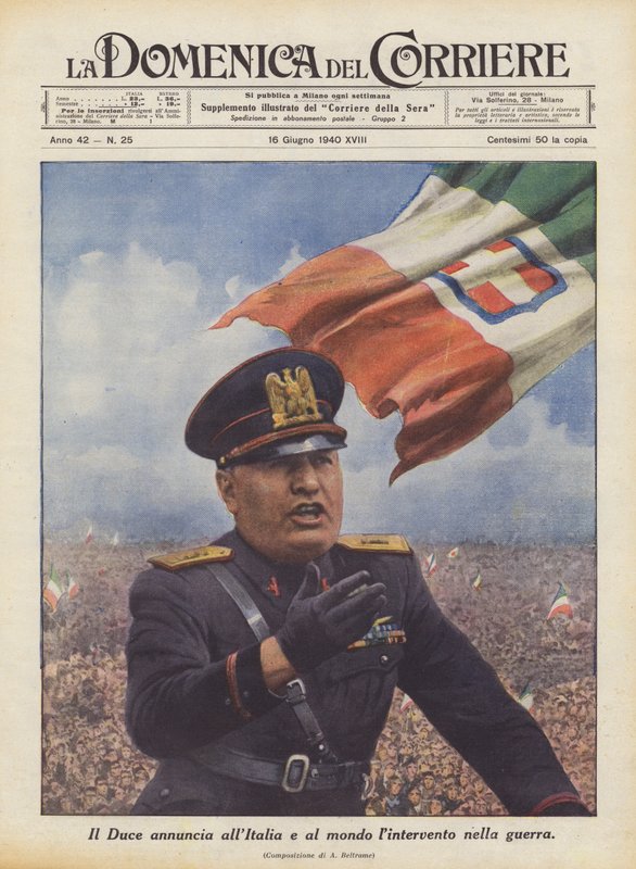 Duce oznamuje Itálii a světu svůj zásah do války. od Achille Beltrame