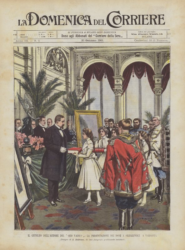 Jubileum autora Quo Vadis?, Prezentace dárků v Sienkiewicz ve Varšavě od Achille Beltrame