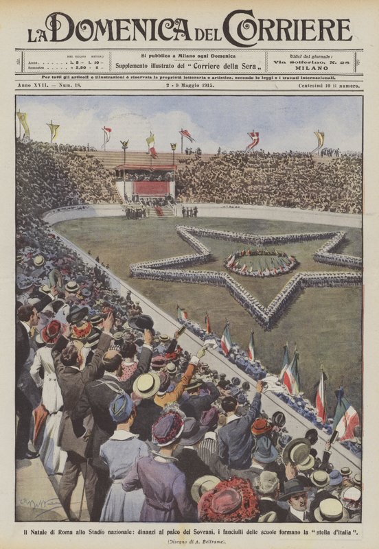 Římské Vánoce na Národním stadionu, před lóží Sovereignů, školní děti? od Achille Beltrame