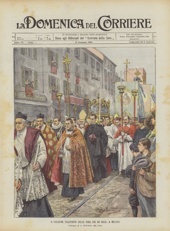 Slavnostní převoz kostí tří králů v Miláně od Achille Beltrame