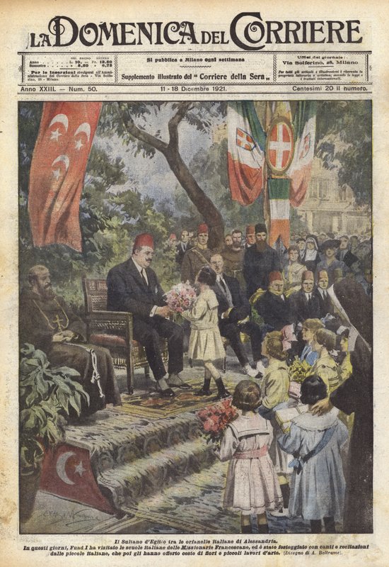 Egyptský sultán mezi italskými sirotky v Alexandrii od Achille Beltrame