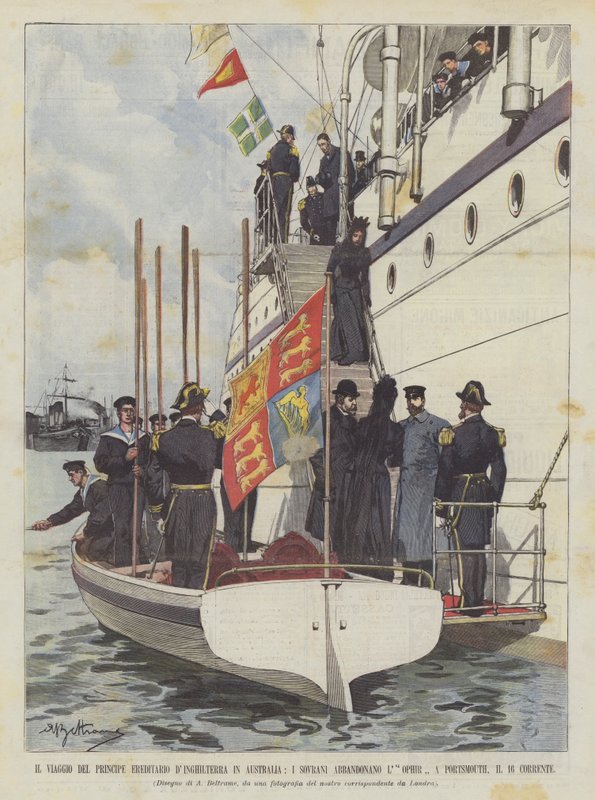 Cesta korunního prince Anglie do Austrálie, panovníci opustili Thephir? od Achille Beltrame