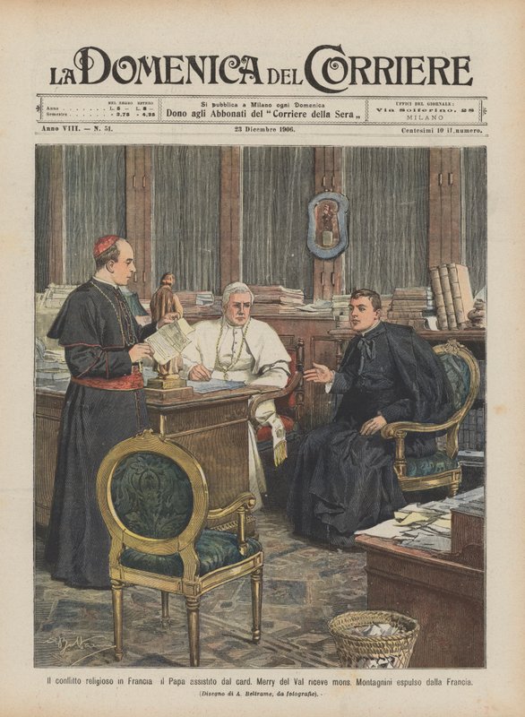 Náboženský konflikt ve Francii, papež s pomocí Carda, Merry del Val přijímá Msgr? od Achille Beltrame