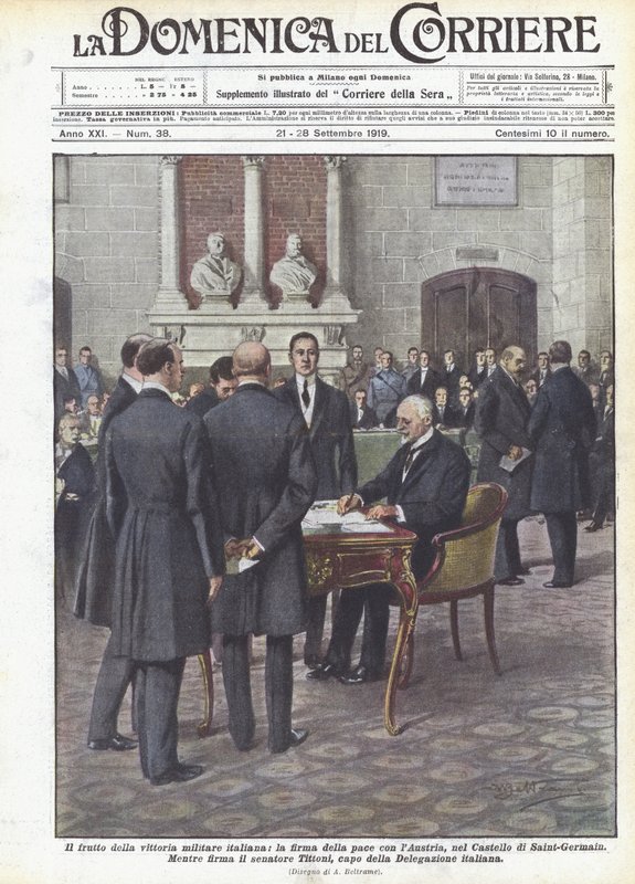 Ovoce italského vojenského vítězství, podepsání míru s Rakouskem, na zámku Saint-Germain od Achille Beltrame