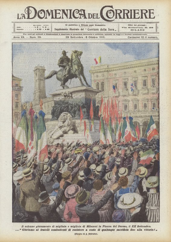 Slavnostní přísaha tisíců a tisíců Milánců na Piazza del Duomo, 20. září od Achille Beltrame