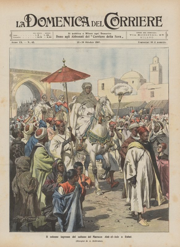 Slavnostní vjezd marockého sultána Abd-el-Azíze do Rabatu od Achille Beltrame