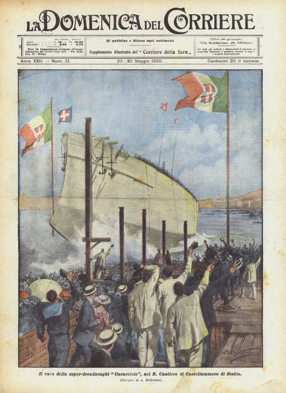 Start super-dreadnought Caracciolo v R Cantiere di Castellammare di Stabia od Achille Beltrame