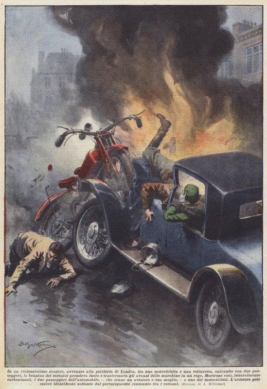 Při prudké srážce motocyklu a ? od Achille Beltrame