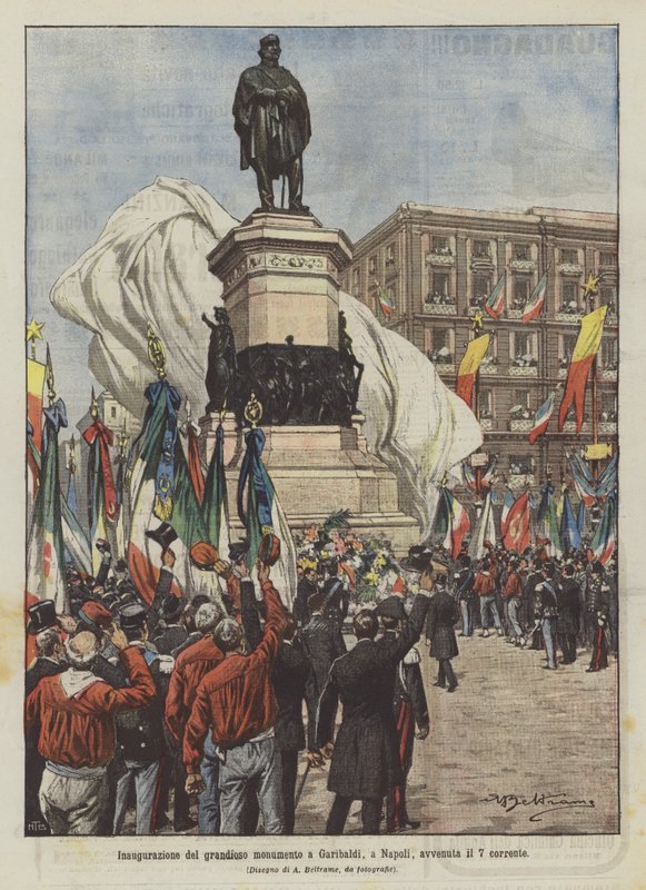 Inaugurace grandiózního pomníku Garibaldiho v Neapoli, která se konala 7. od Achille Beltrame