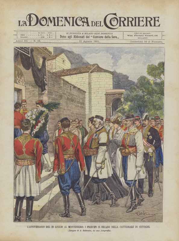 29. července výročí v Černé Hoře jdou princové do katedrály v Cettigne od Achille Beltrame