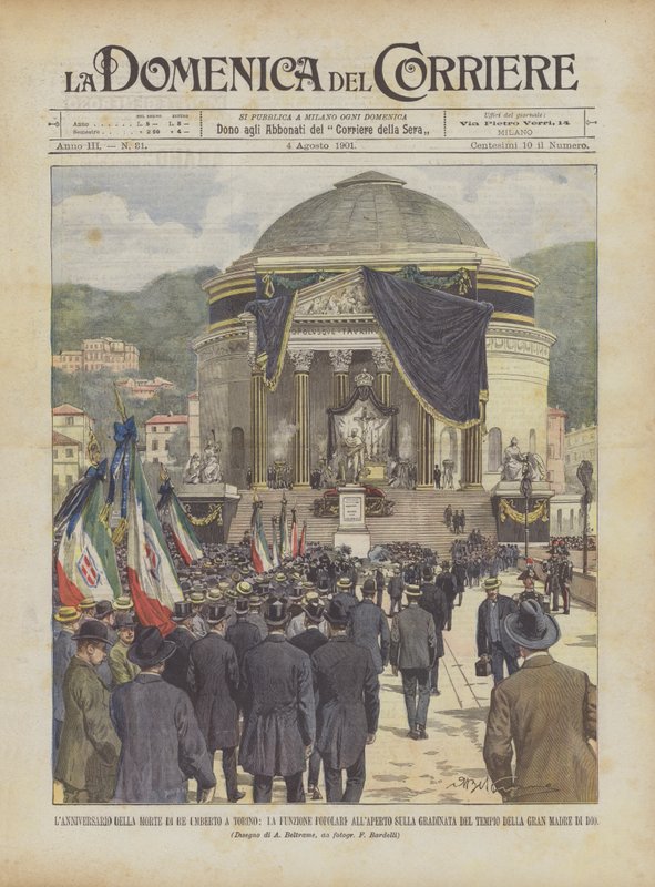 Výročí smrti krále Umberta v Turíně, populární venkovní akce na schodech? od Achille Beltrame