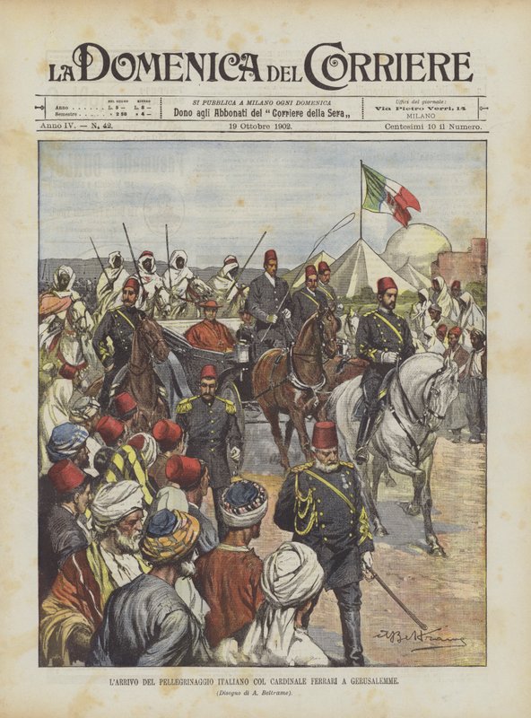 Příjezd italské pouti s kardinálem Ferrarim do Jeruzaléma od Achille Beltrame