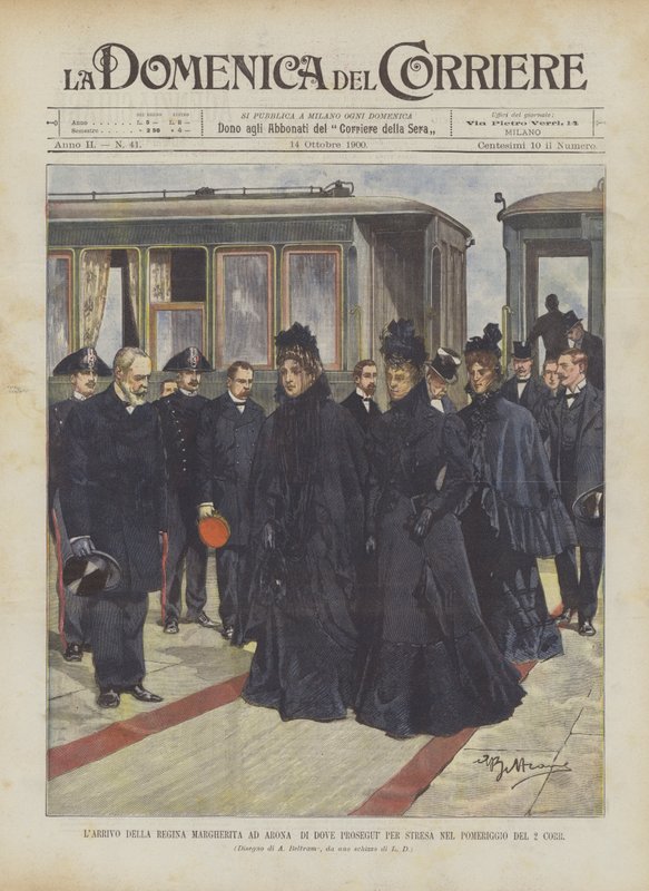 Příjezd královny Margherity do Arony, odkud budete pokračovat do Stresy odpoledne 2. hodiny od Achille Beltrame