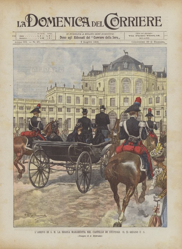 Příjezd HM královny Margherity na hrad Stupinigi dne 25. června USA od Achille Beltrame