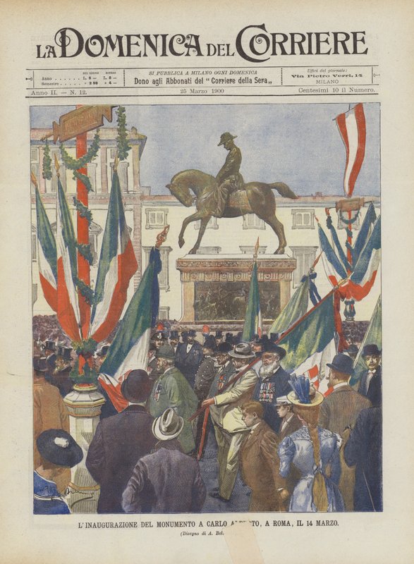 Inaugurace pomníku Carla Alberta v Římě 14. března od Achille Beltrame