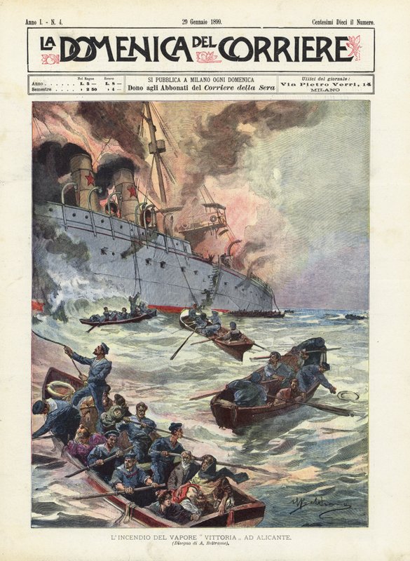 Parní požár Victory v Alicante od Achille Beltrame