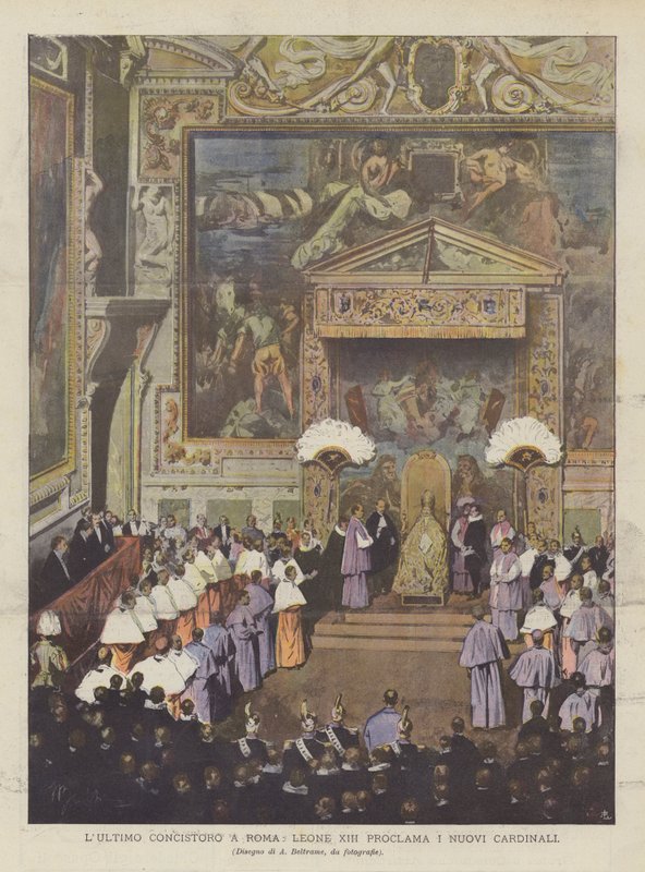 Poslední konzistoř V Římě vyhlašuje nové kardinály Lev XIII od Achille Beltrame