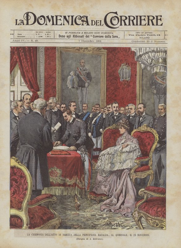 Ceremoniál rodného listu princezny Mafaldy, v Quirinale, 23. listopadu od Achille Beltrame