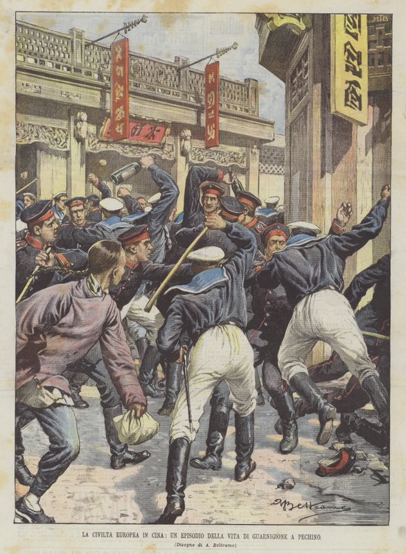 Evropská civilizace v Číně, epizoda ze života pekingské posádky od Achille Beltrame