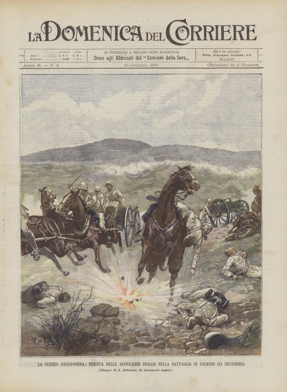 Anglo-búrská válka, ztráta britského dělostřelectva v bitvě u Colenso (14. prosince) od Achille Beltrame