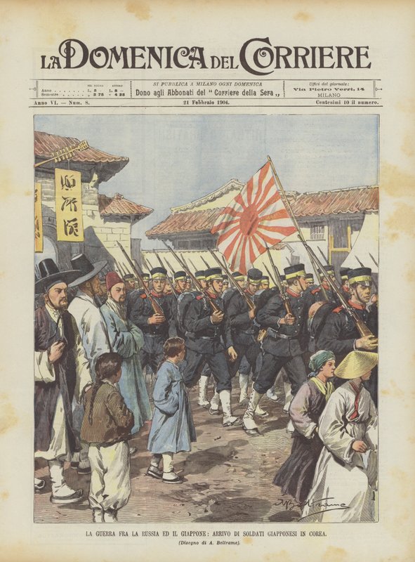 Válka mezi Ruskem a Japonskem, Příchod japonských vojáků do Koreje od Achille Beltrame