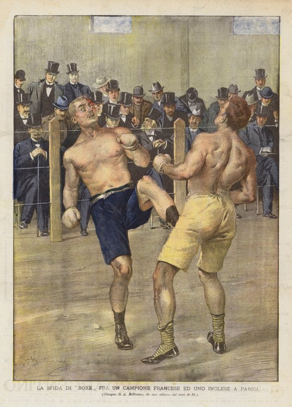 Boxerská výzva mezi francouzským a anglickým šampionem v Paříži od Achille Beltrame