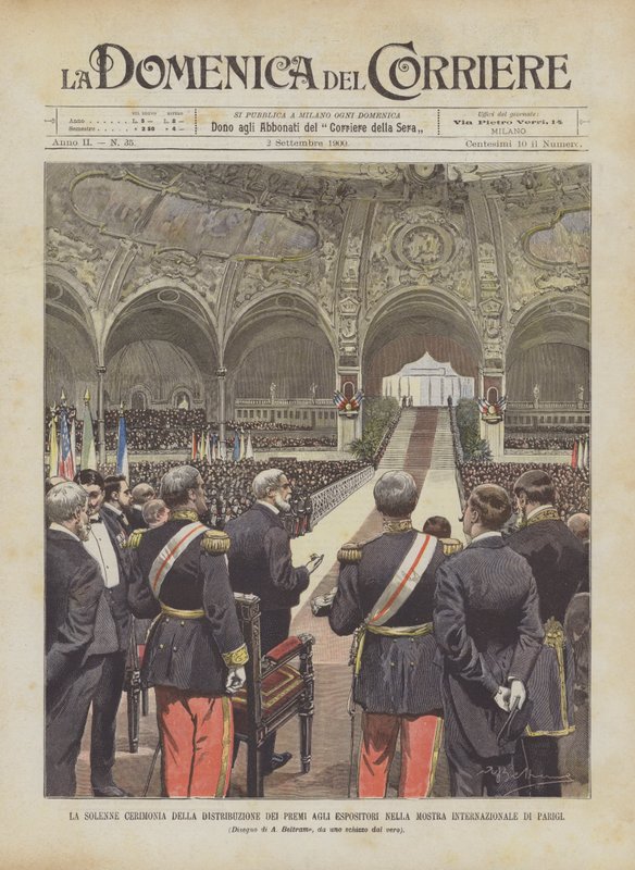 Slavnostní ceremoniál předání cen vystavovatelům na mezinárodní výstavě v Paříži od Achille Beltrame