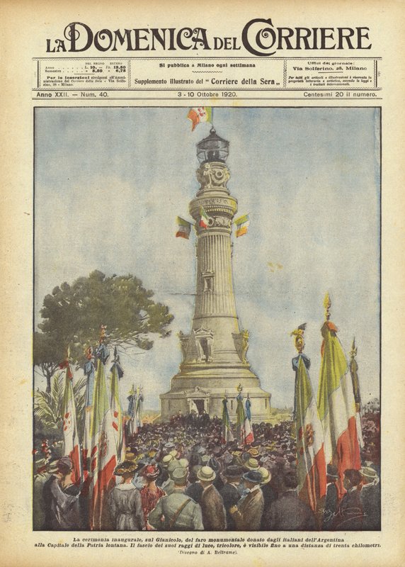 Inaugurační ceremonie na kopci Janiculum monumentálního majáku darovaného Argentinci? od Achille Beltrame