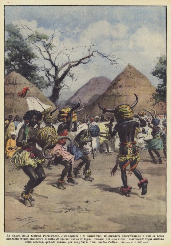 Tanec v Portugalské Guineji od Achille Beltrame