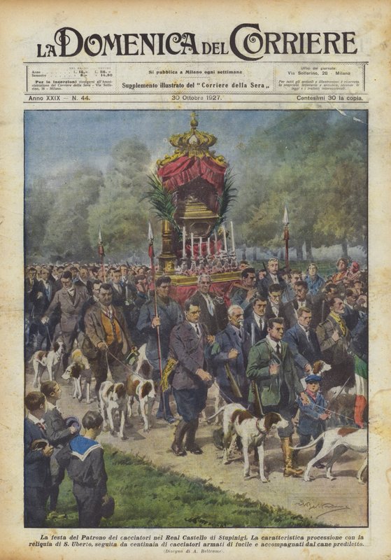 Svátek patrona lovců na královském hradě Stupinigi od Achille Beltrame