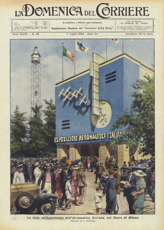 Dav na výstavě italského letectva v milánském parku od Achille Beltrame