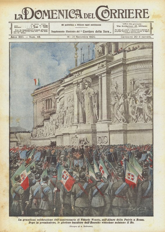Grandiózní oslava výročí Vittorio Veneto, na Altare della Patria v Římě od Achille Beltrame