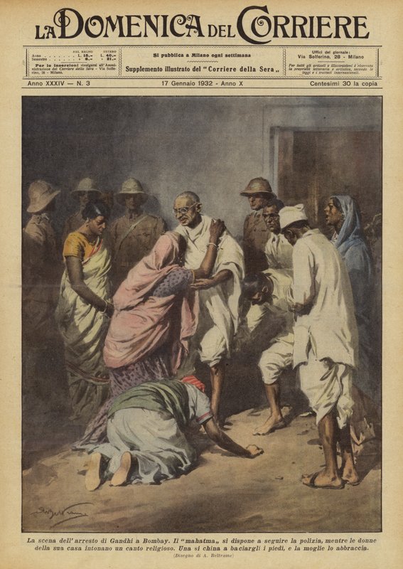 Místo Gándhího zatčení v Bombaji od Achille Beltrame