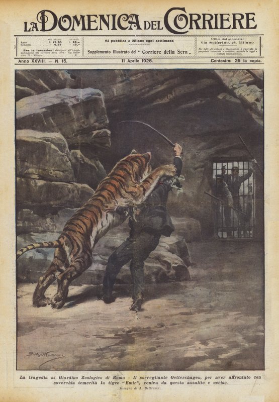 Tragédie v římské zoologické zahradě od Achille Beltrame
