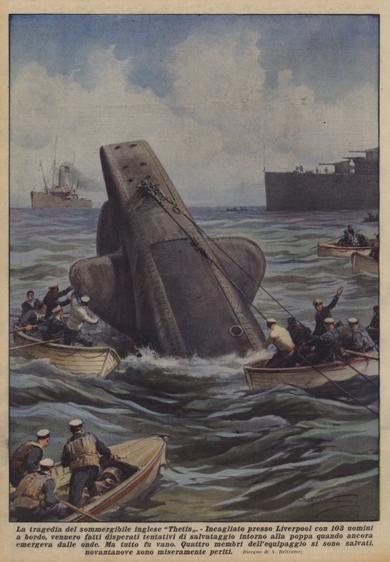 Tragédie britské ponorky Thetis od Achille Beltrame