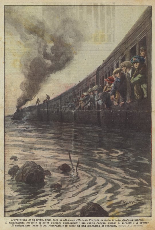 Vlakové dobrodružství v zátoce Sthansen Bay (Wales) od Achille Beltrame