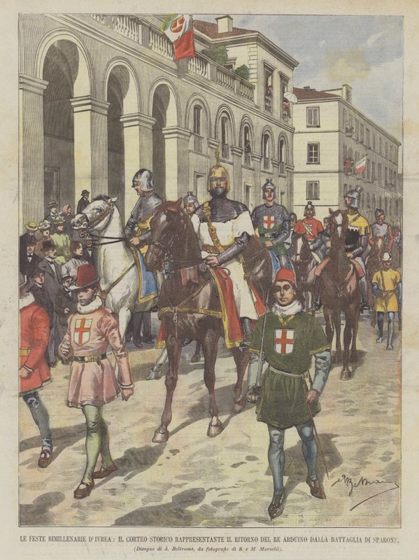 Dvoutisícileté večírky DIvrea, Historický průvod představující návrat krále Arduina Dalla? od Achille Beltrame