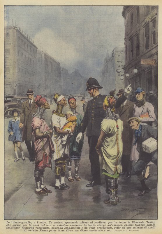 Žirafí ženy v Londýně od Achille Beltrame
