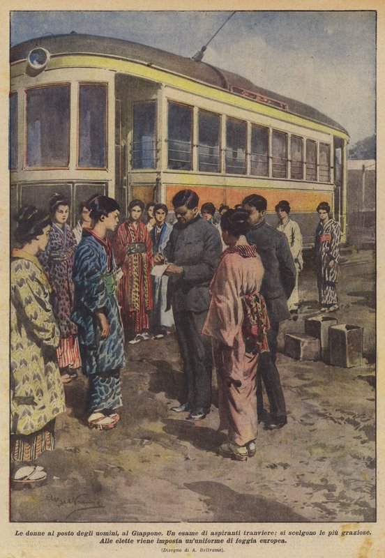 Ženy místo mužů v Japonsku od Achille Beltrame