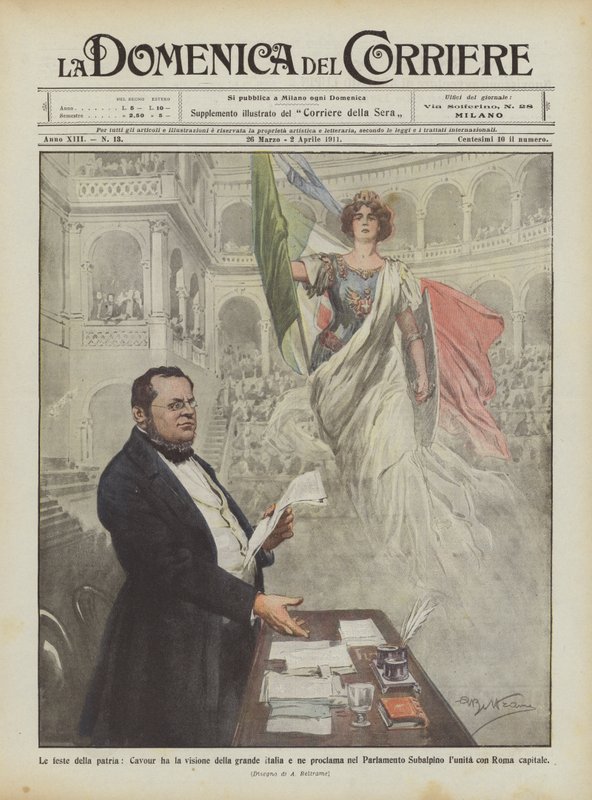 Svátky vlasti, Cavour má vizi velké Itálie a vyhlašuje ji v parlamentu? od Achille Beltrame