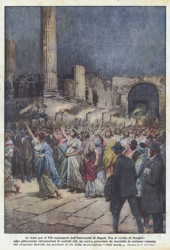 Oslavy VII. výročí založení Neapolské univerzity od Achille Beltrame
